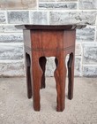 Antique Vintage Arts   Crafts Solid Oak Hexagon Shaped Plant Stand End Table
