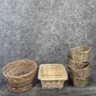 Vintage Wicker Basket Lot 6 Small     Square   Round Boho Decor Storage Rattan