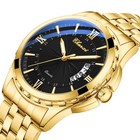 Mens Luxury Gold Business Date Analog Quartz Luminous Stainless Steel Wristwatch