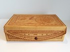 Tooled Leather Jewelry storage Box Made In Mexico Shelf 9 5  X 6 25  X 3 