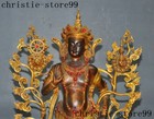 Tibet Buddhism Temple Bronze 24k Gold Gilt Tara Kwan-yin Goddess Buddha Statue