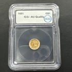 1851 Liberty Gold Dollar Coin - Icg Au Quality - Low Survival Vintage Pre33 Gold