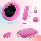 7 Pieces Fluffy Pink Steering Wheel Cover Set Car Accessories For Women Interior
