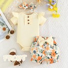 Baby Girl Clothes 0-3 Months Newborn Infant Outfit Ruffle Romper Short Pants    