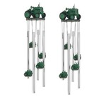 2-pc Gift Set  23  Long Green Tractor Round Top Wind Chime Figurine Statue 