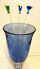 Vtg Hand Blown Art Glass Cocktail Stirrer Swizzle Sticks 8 l Set Of 3 New