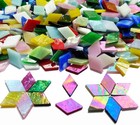 Magic 530 Piece Iridescent Mosaic Tiles Glass Diamond Shapes Rainbow For Crafts
