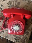 Vintage Red Itt Rotary Desk Telephone Clear Dial Vg Condition