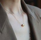 14k Gold Stainless Steel Puff Heart Pendant Necklace 16-18  Chain Women Ac