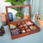 Adjustable Rock Display Case  Crystal Collection Box With Shelves  Wood Witchy S