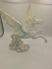 Vintage Pastel Pegasus Resin Statue     Whimsical 1990s Winged Horse Ceramic Look