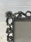 Silver Tone Scrolling Floral Design Free Standing Photo Frame With Rhinestones