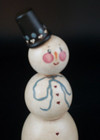 Vintage Primitive Folk Art Wooden Tole Painted 6- 1 2  Snowman With Top Hat