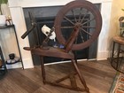 Antique Wooden Spinning Wheel W  Distaff   Treadle     Working  Needs Minor Repair