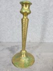 Vintage Mid Century Modern Hammered Brass Candle Holder Stick 8   