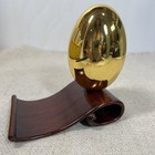 Vtg Gold Egg Sculpture Wood Base Postmodern Modernist Devor Risis Style Mcm