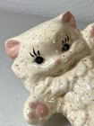 Vintage 5    Ceramic White Persian Cat Kitten Blue Eyes  Speckled