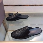 New Men s Leather Woven Pattern Closed Toe Mules Loafers Casual Party Slippers
