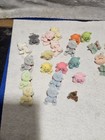 44 Vintage Flocked Mini Animal Figures Taiwan Bears Elephants Crocodiles Lot