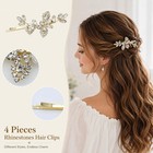 4-piece Gold Rhinestone Hair Clip Set  Bridal Hair Accessories For Weddings