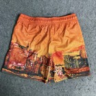 Bktsqd Athletic Shorts Youth M Orange Mesh City Skyline Basketball Elastic Waist