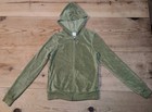 Vtg Y2k Old Navy Green Velour Tracksuit Set Full Zip Hoodie Xs Capri Pants S 