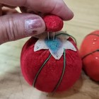 2 Vintage Pin Cushion Sewing Notions Strawberry Tomato As Is Collect 