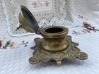 Antique Victorian Ornate Bronze Inkwell Art Nouveau Ink Pot 19th Century