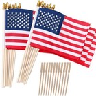 Pack Of 24  8x12 Inch Small American Flags On Stick  Us Handheld Flag And 