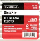Everbilt 8x8 Steel Wall Ceiling Register Vent Cover White 2-way Ac Hvac Grille