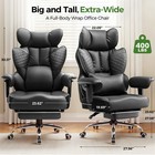 Big And Tall Office Chair 400lbs Wide Seat Computer Gaming Chair With Footrest