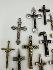 Vintage Antique Lot Of 24 Crucifix Cross Italy Lourdes Wood Inlay Sterling
