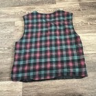 Vtg Robert Stock Mens Vest Large Red Black Green Plaid Check 90s Lined Waistcoat