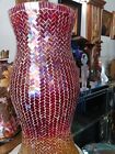 Magnificent Red Goldish Yellow And White Hurricane Vintage 20 Inch Vase