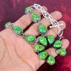 Green Copper Turquoise Gemstone Handmade 925 Sterling Silver Necklace Jewelry