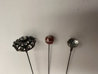 Vintage Antique Hat Pin Lot Edwardian Art Nouveau Victorian Filigree Brass Glass
