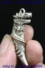 4cm Rare Old Chinese Silver Feng Shui Dragon Tooth Lucky Pendant