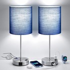 Dimmable Touch Lamps Set Of 2 - 3-way Lighting  Usb C a  17 6  Tall  Navy Blue S