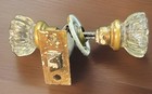 Vintage 8 Point Glass Door Knob Set W  Mortise Lock  Spindle   Rosettes  Mercury