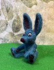 Mini Needle Felted Blue Bunny
