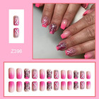 24pcs Pink Press On Nails Square Short Glossy Full Cover Acrylic Coffin False Na