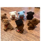 Vintage Miniature Flocked Teddy Bears Lot Of 8 Graduation Birthday 1980s Taiwan