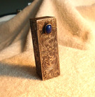Vtg 800 Silver Lipstick Holder Blue Lapis Stone Engraved Scroll Design Read