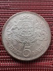 1929 Latvia 5 Lati Silver Coin
