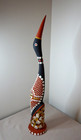 Vintage Australian Aboriginal Hand Painted Carved Wood Bird Statue Figure  52cm