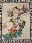Vibrant Vintage Framed Batik Piece - 2 Female Balinese Dancers - 12  X 10  -