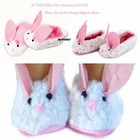 Fits 18 In American Girl Doll Easter Bunny Rabbit Fleece Slippers Shoes