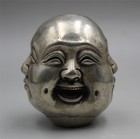 Chinese Old Tibet Silver Hand-carved Buddhism Four-faced Buddha Statue 