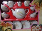 Vintage 13-piece Porcelain Tea Set Pink Classic Floral Children s Toy