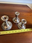 3 Sterling Silver Weighted Candlestick Holders- 2 Frank M Whiting   1 Crown